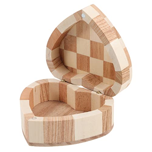 Warmhm Kasten Holzkiste in Herzform Herz Schmuckschatulle Plätzchen Herzförmiger Schmuckhalter Deckel Schatz Träger Dekoration Karte Led Materialboxen Ring Kosmetik-schmucketui Hölzern von Warmhm