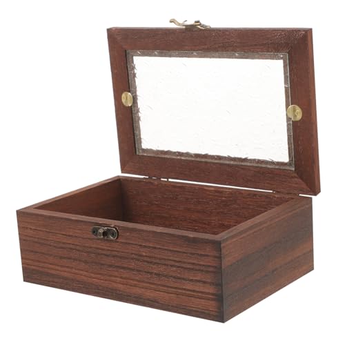 Warmhm Kasten Vintage Schmuckschatulle schmuckkästchen jewelry box for schmuckbox Abteil Ultraschallreiniger Herz Tür Klarer Deckel-Schmuck-Organizer Korb Aufbewahrungsbehälter Holz von Warmhm