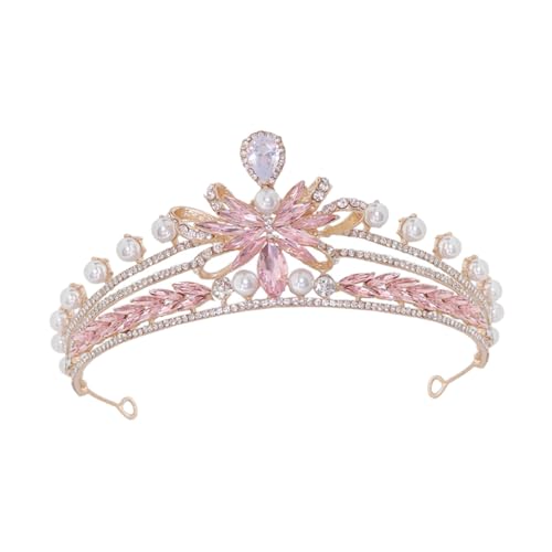 Warmhm Krone Haarschmuck Strass-krone Hochzeit Brautkrone Geburtstagskronen Für Frauen Frauenkrone Braut-diademe Braut-tiara Kopfbedeckung Mit Strasskrone Strass-tiara Zinklegierung Rosa von Warmhm