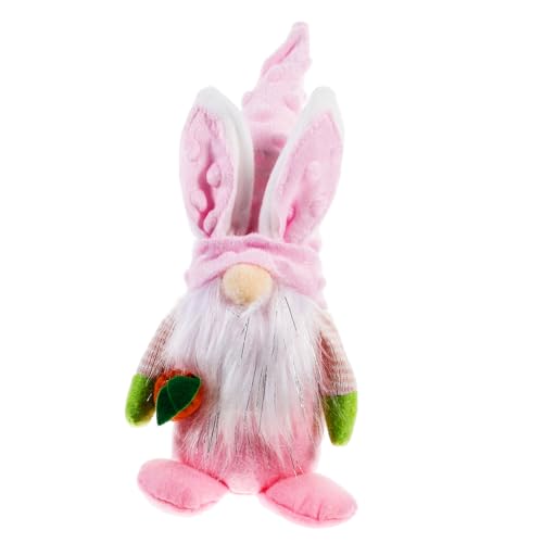 Warmhm Osterpuppe Plüschtiere Osterhasenkranz Osterwimpeldekorationen Osterzwerg Hase Bausatz Ostern Dekoration Easter Decoration Tischpuppe Puppe zum Thema Ostern Stoff Rosa von Warmhm