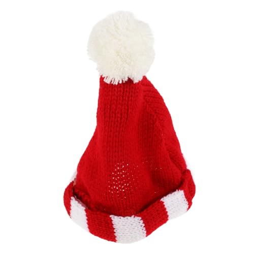 Warmhm Puppenmütze Mini-Mützen aus Wollgarn Mini-Strickmütze Minihüte für Puppen winzige Kitting-Hüte Minihüte zum Basteln Miniatur-Puppenhüte Kunst DIY Handwerk Strick Dekoration rot von Warmhm