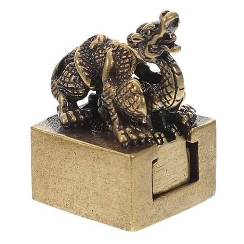 Warmhm Qinglong-Siegel -Ankündigung Zebra Statue Bär Plüsch Skulptur tragen Kupferverzierung Retro-Tierkreis Vintage Drachenverzierung Drachenschmuck kleine Drachenfiguren von Warmhm