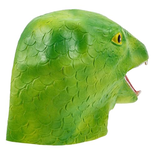 Warmhm Schlangenkopfmaske Wolf sprühen Halloween geführt gruselige Schlangenkopfbedeckung wild Schlangenmaske Lustige Party-Masken-Requisite für Party Emulsion Green von Warmhm