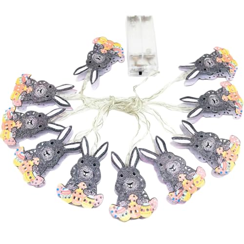 Warmhm Osterpartyzubehör LED-Dekor Schnur Kaninchen- Led Lichterkette Plastik Hase Kind Beleuchtung Kinder Dekor Gastgeschenke Für Ostern von Warmhm