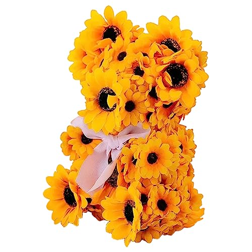 Warmhm Sonnenblumenbär Heimdekoration Desktop-Bärendekoration bärenförmige Dekoration Bärenstatue Bärenverzierung Bärendekor im Kinderzimmer niedliche Bärendekoration Bär Figur Stoff von Warmhm