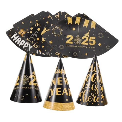 Warmhm Stirnbänder für Silvester Neujahrshut Geburtstagspartyhut Neujahrshüte für Partys Neujahrskronenhut Partykegelhut Prost Partygeschenke für das neue Jahr Countdown-Partyhut Papier von Warmhm