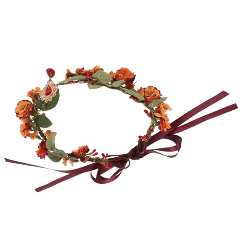 Warmhm Stirnband Strasssteine Zweig Tiara Kronen-Stirnbänder Feenkrone Braut Stirnband Kopfschmuck für Party Blumenkrone für Mädchen böhmische Blumenkrone Haarschmuck Stoff von Warmhm