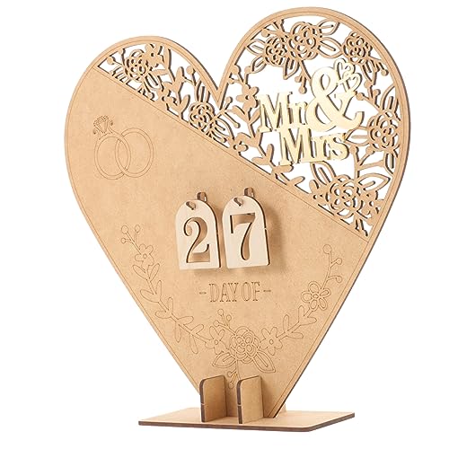 Warmhm Tageskalender Countdown-Kalender Paar Hochzeit-Dusche-Karte Geburtstag hochzeitsvorbereitung hochzeitsdeko holzdeko romantischer Kalender Hochzeits-Adventskalender aus Holz hölzern von Warmhm