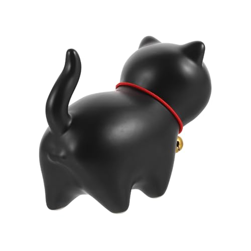 Warmhm Tee Haustier Plüsch Dekorationen Neon-katzenlicht Münze Katzenfiguren Solarbetriebene Winkende Katze Desktop Dekorativ Mini-glückskatzenfigur Katzen-denkmal Black Keramik von Warmhm