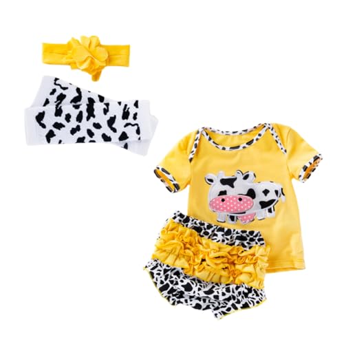 Warmhm Teiliges Für Reborn Mädchen Kleidung Für Puppen Gelbes Kuhdesign Bestehend Aus Shirt Und Shorts Als Dekoratives Outfit Für Puppenspiele von Warmhm