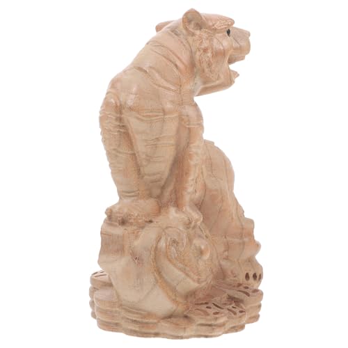 Warmhm Zwölf Sternzeichen Holzschnitzerei Tiger Zarte Tigerstatue Tierdekoration Tiger- Hausskulptur Tigerfigur Aus Holz Schreibtisch-Tier-Statue Holzfiguren Tigerfiguren Mahagoni- von Warmhm