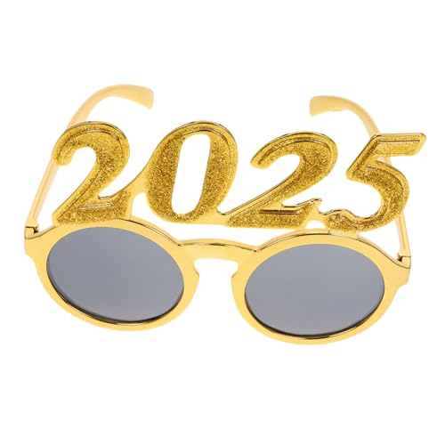 Warmhm digitale Brille Neujahrsbrille Die Modebrille Trendige Brille Glitzernde Brille Partybrille 2025 Silvesterbrille neujahr versorgung Foto-Requisiten für das neue Jahr Stk Golden von Warmhm