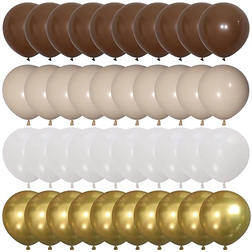 60PCS Apricot White Brown Gold Balloons Luftballons Beige Braun Apricot Gold Helium Ballons Kaffee Braun Aprikose Goldene Konfetti Latex Ballons Geburtstag Hochzeit Verlobung Baby Shower Party Deko von Wasaii