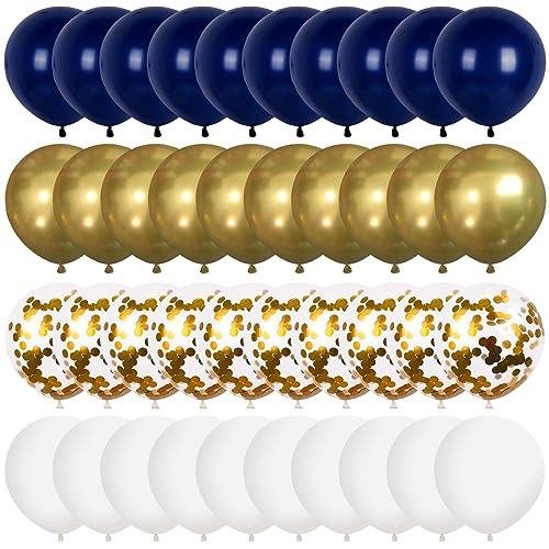 60PCS Navy Blue and Gold Balloons Ballons Girlande Blau Gold Luftballons Geburtstag Luftballons Blau Gold Luftballons Navy Blau Gold Weiß Navy Blau Geburtstagsdeko Für Mann Junge Geburtstag Party Deko von Wasaii