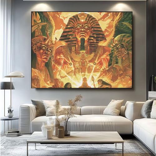 5D Diamond Painting Ägypten Mythologie Diamant Painting Bilder, DIY Rundbohrer Diamond Art Diamond Painting, Basteln Erwachsene Diamant Kunst Malerei Stickerei Set, Home Wand Decor 80x65 cm -yz165 von Washifa