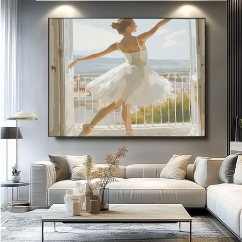 5D Diamond Painting Ballett Prinzessin Diamant Painting Bilder, DIY Rundbohrer Diamond Art Diamond Painting, Basteln Erwachsene Diamant Kunst Malerei Stickerei Set, Home Wand Decor 60x45 cm -yz122 von Washifa