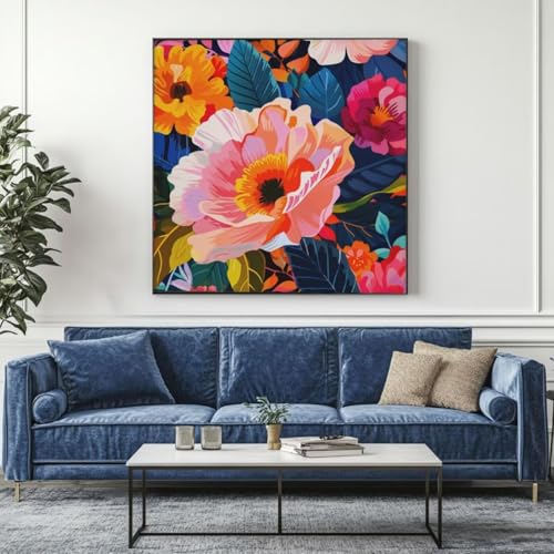 5D Diamond Painting Blume Mohn Diamant Painting Bilder, DIY Rundbohrer Diamond Art Diamond Painting Zubehör, Basteln Erwachsene Diamant Kunst Malerei Stickerei Set, Home Wand Decor 65x65 cm -yz147 von Washifa