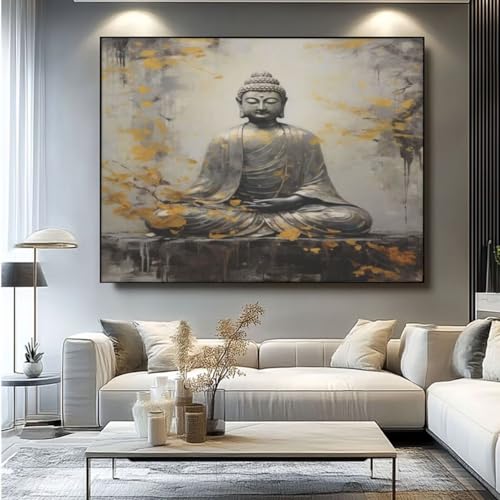 5D Diamond Painting Buddha Zen Diamant Painting Bilder, DIY Rundbohrer Diamond Art Diamond Painting Zubehör, Basteln Erwachsene Diamant Kunst Malerei Stickerei Set, Home Wand Decor 50x35 cm -yz61 von Washifa