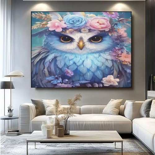 5D Diamond Painting Cartoon Eule Diamant Painting Bilder, DIY Rundbohrer Diamond Art Diamond Painting Zubehör, Basteln Erwachsene Diamant Kunst Malerei Stickerei Set, Home Wand Decor 50x35 cm -yz282 von Washifa