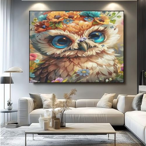 5D Diamond Painting Cartoon Eule Diamant Painting Bilder, DIY Rundbohrer Diamond Art Diamond Painting Zubehör, Basteln Erwachsene Diamant Kunst Malerei Stickerei Set, Home Wand Decor 60x45 cm -yz238 von Washifa