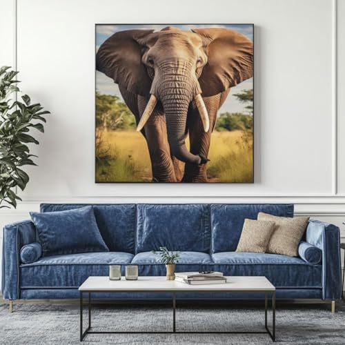 5D Diamond Painting Elefant Tier Diamant Painting Bilder, DIY Rundbohrer Diamond Art Diamond Painting Zubehör, Basteln Erwachsene Diamant Kunst Malerei Stickerei Set, Home Wand Decor 95x95 cm -yz262 von Washifa