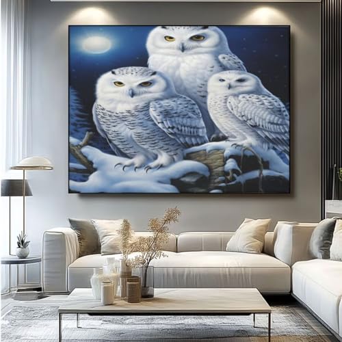 5D Diamond Painting Eule Vogel Diamant Painting Bilder, DIY Rundbohrer Diamond Art Diamond Painting Zubehör, Basteln Erwachsene Diamant Kunst Malerei Stickerei Set, Home Wand Decor 70x55 cm -yz137 von Washifa