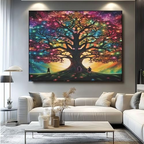 5D Diamond Painting Farbe Wunschbaum Diamant Painting Bilder, DIY Rundbohrer Diamond Art Diamond Painting, Basteln Erwachsene Diamant Kunst Malerei Stickerei Set, Home Wand Decor 110x95 cm -yz143 von Washifa