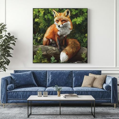 5D Diamond Painting Fuchs Wald Diamant Painting Bilder, DIY Rundbohrer Diamond Art Diamond Painting Zubehör, Basteln Erwachsene Diamant Kunst Malerei Stickerei Set, Home Wand Decor 95x95 cm -yz415 von Washifa