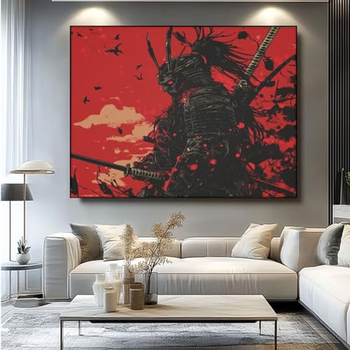 5D Diamond Painting Horror Samurai Diamant Painting Bilder, DIY Rundbohrer Diamond Art Diamond Painting Zubehör, Basteln Erwachsene Diamant Kunst Malerei Stickerei Set, Home Wand Decor 50x35 cm -yz346 von Washifa