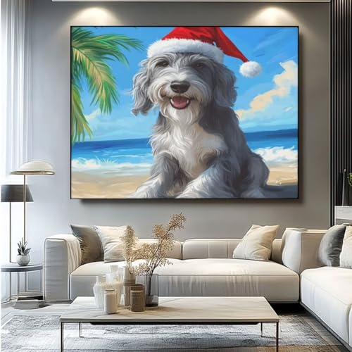 5D Diamond Painting Hund Hut Diamant Painting Bilder, DIY Rundbohrer Diamond Art Diamond Painting Zubehör, Basteln Erwachsene Diamant Kunst Malerei Stickerei Set, Home Wand Decor 50x35 cm -yz468 von Washifa