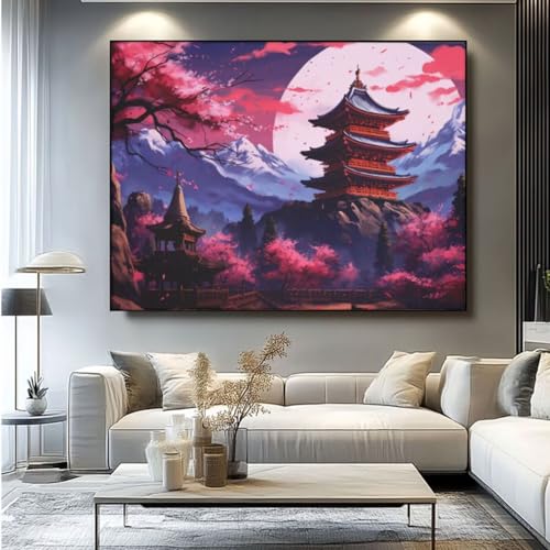 5D Diamond Painting Japan China Diamant Painting Bilder, DIY Rundbohrer Diamond Art Diamond Painting Zubehör, Basteln Erwachsene Diamant Kunst Malerei Stickerei Set, Home Wand Decor 70x55 cm -yz171 von Washifa