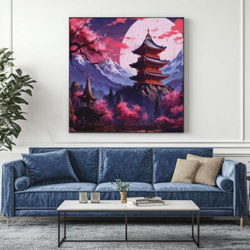 5D Diamond Painting Japan China Diamant Painting Bilder, DIY Rundbohrer Diamond Art Diamond Painting Zubehör, Basteln Erwachsene Diamant Kunst Malerei Stickerei Set, Home Wand Decor 75x75 cm -yz171 von Washifa