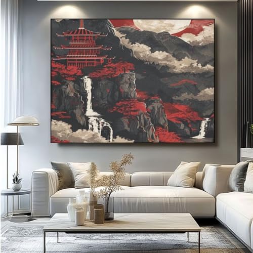 5D Diamond Painting Japan Landschaft Diamant Painting Bilder, DIY Rundbohrer Diamond Art Diamond Painting, Basteln Erwachsene Diamant Kunst Malerei Stickerei Set, Home Wand Decor 100x85 cm -yz128 von Washifa