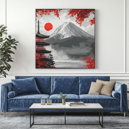 5D Diamond Painting Japan Landschaft Diamant Painting Bilder, DIY Rundbohrer Diamond Art Diamond Painting, Basteln Erwachsene Diamant Kunst Malerei Stickerei Set, Home Wand Decor 95x95 cm -yz350 von Washifa