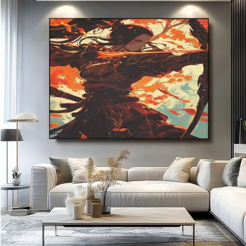 5D Diamond Painting Japanisch Samurai Diamant Painting Bilder, DIY Rundbohrer Diamond Art Diamond Painting, Basteln Erwachsene Diamant Kunst Malerei Stickerei Set, Home Wand Decor 90x75 cm -yz233 von Washifa