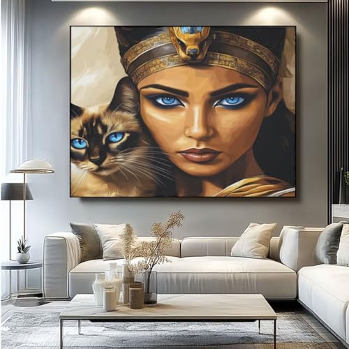 5D Diamond Painting Königin Katze Diamant Painting Bilder, DIY Rundbohrer Diamond Art Diamond Painting Zubehör, Basteln Erwachsene Diamant Kunst Malerei Stickerei Set, Home Wand Decor 50x35 cm -yz322 von Washifa