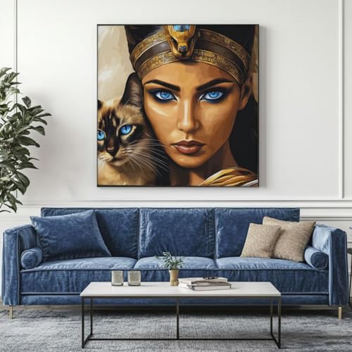 5D Diamond Painting Königin Katze Diamant Painting Bilder, DIY Rundbohrer Diamond Art Diamond Painting Zubehör, Basteln Erwachsene Diamant Kunst Malerei Stickerei Set, Home Wand Decor 95x95 cm -yz322 von Washifa