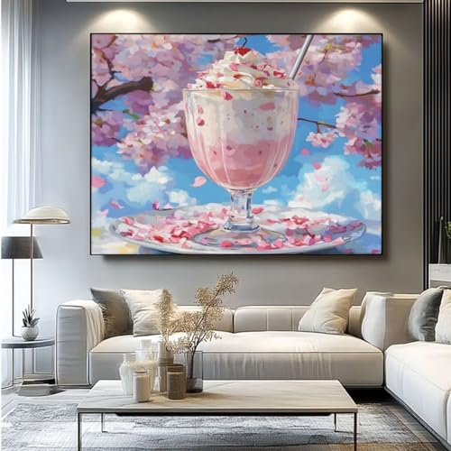 5D Diamond Painting Kuchen Wüste Diamant Painting Bilder, DIY Rundbohrer Diamond Art Diamond Painting Zubehör, Basteln Erwachsene Diamant Kunst Malerei Stickerei Set, Home Wand Decor 60x45 cm -yz395 von Washifa