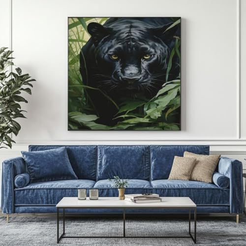 5D Diamond Painting Leopard Wald Diamant Painting Bilder, DIY Rundbohrer Diamond Art Diamond Painting Zubehör, Basteln Erwachsene Diamant Kunst Malerei Stickerei Set, Home Wand Decor 95x95 cm -yz283 von Washifa