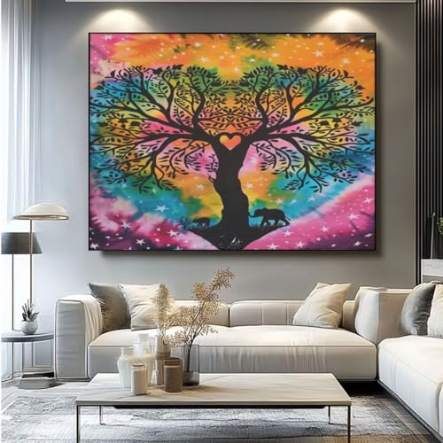 5D Diamond Painting Liebe Baum Diamant Painting Bilder, DIY Rundbohrer Diamond Art Diamond Painting Zubehör, Basteln Erwachsene Diamant Kunst Malerei Stickerei Set, Home Wand Decor 70x55 cm -yz151 von Washifa