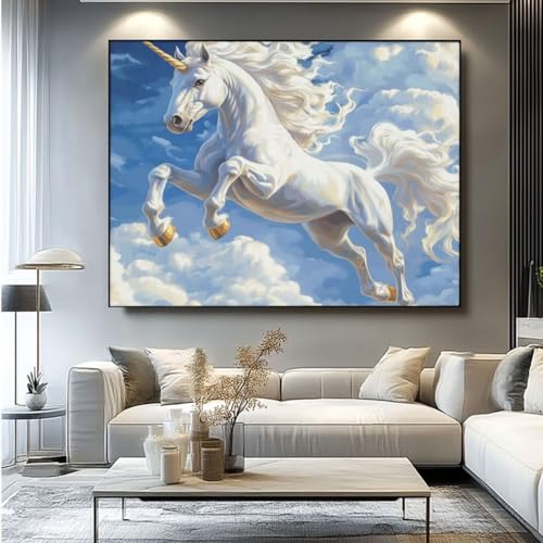 5D Diamond Painting Pegasus Einhorn Diamant Painting Bilder, DIY Rundbohrer Diamond Art Diamond Painting Zubehör, Basteln Erwachsene Diamant Kunst Malerei Stickerei, Home Wand Decor 50x35 cm -yz457 von Washifa