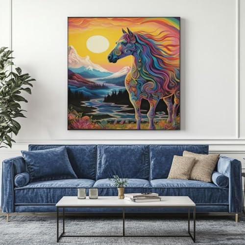 5D Diamond Painting Pferd Pegasus Diamant Painting Bilder, DIY Rundbohrer Diamond Art Diamond Painting Zubehör, Basteln Erwachsene Diamant Kunst Malerei Stickerei Set, Home Wand Decor 95x95 cm -yz255 von Washifa