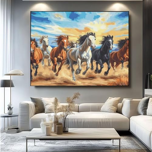 5D Diamond Painting Pferd Tier Diamant Painting Bilder, DIY Rundbohrer Diamond Art Diamond Painting Zubehör, Basteln Erwachsene Diamant Kunst Malerei Stickerei Set, Home Wand Decor 60x45 cm -yz341 von Washifa