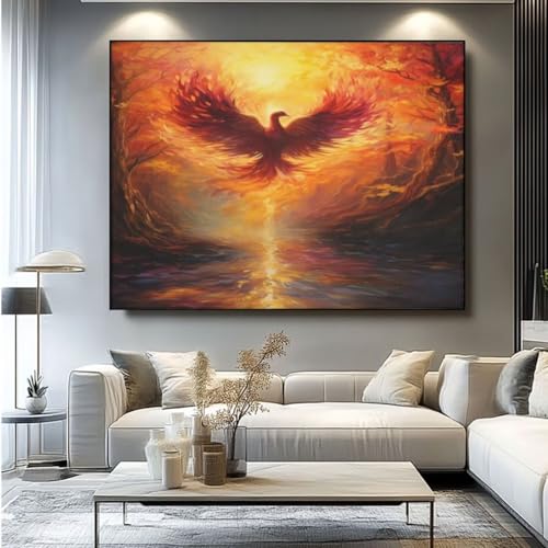 5D Diamond Painting Phönix Vogel Diamant Painting Bilder, DIY Rundbohrer Diamond Art Diamond Painting Zubehör, Basteln Erwachsene Diamant Kunst Malerei Stickerei Set, Home Wand Decor 100x85 cm -yz169 von Washifa