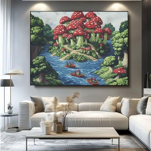 5D Diamond Painting Pilz Wald Diamant Painting Bilder, DIY Rundbohrer Diamond Art Diamond Painting Zubehör, Basteln Erwachsene Diamant Kunst Malerei Stickerei Set, Home Wand Decor 60x45 cm -yz325 von Washifa