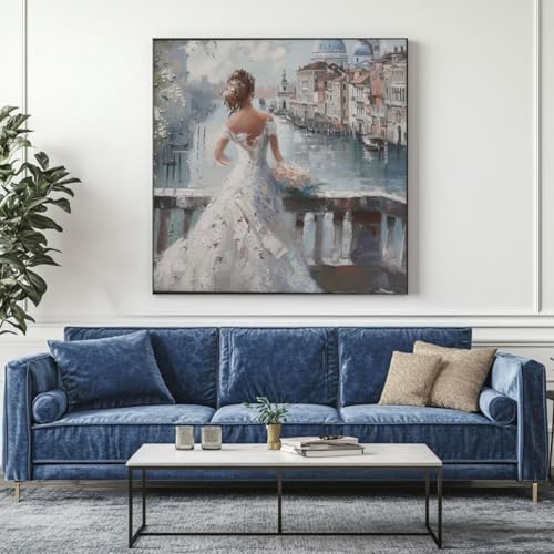 5D Diamond Painting Prinzessin Braut Diamant Painting Bilder, DIY Rundbohrer Diamond Art Diamond Painting, Basteln Erwachsene Diamant Kunst Malerei Stickerei Set, Home Wand Decor 35x35 cm -yz212 von Washifa