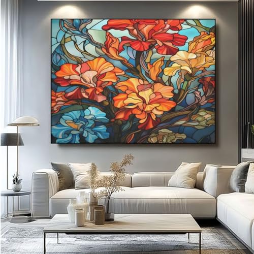 5D Diamond Painting Retro Blumen Diamant Painting Bilder, DIY Rundbohrer Diamond Art Diamond Painting Zubehör, Basteln Erwachsene Diamant Kunst Malerei Stickerei Set, Home Wand Decor 110x95 cm -yz250 von Washifa