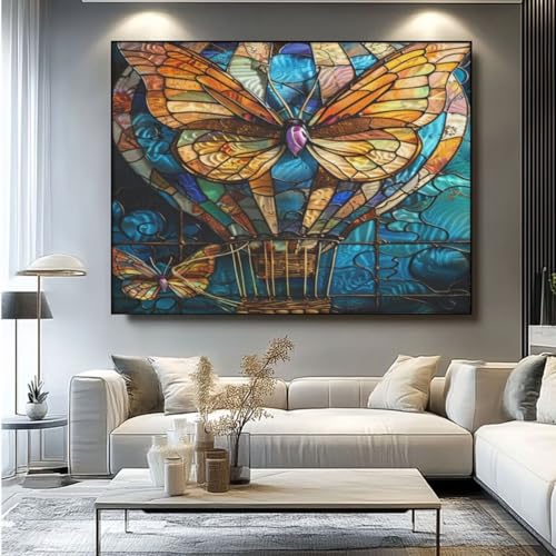 5D Diamond Painting Retro Schmetterling Diamant Painting Bilder, DIY Rundbohrer Diamond Art Diamond Painting, Basteln Erwachsene Diamant Kunst Malerei Stickerei Set, Home Wand Decor 110x95 cm -yz33 von Washifa