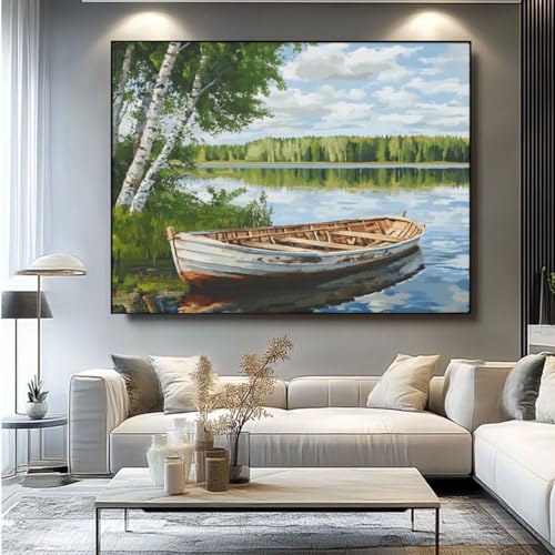 5D Diamond Painting Schiff Landschaft Diamant Painting Bilder, DIY Rundbohrer Diamond Art Diamond Painting, Basteln Erwachsene Diamant Kunst Malerei Stickerei Set, Home Wand Decor 60x45 cm -yz399 von Washifa