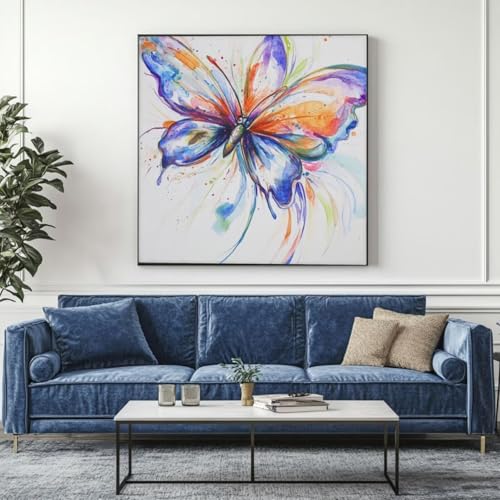 5D Diamond Painting Schmetterling Aquarell Diamant Painting Bilder, DIY Rundbohrer Diamond Painting Zubehör, Basteln Erwachsene Diamant Kunst Malerei Stickerei Set, Home Wand Decor 95x95 cm -yz476 von Washifa